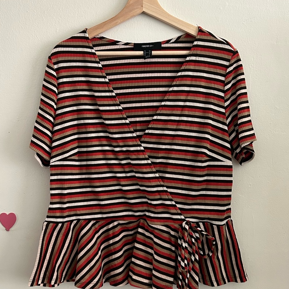 Forever 21 Multicolor Striped Wrap Blouse
